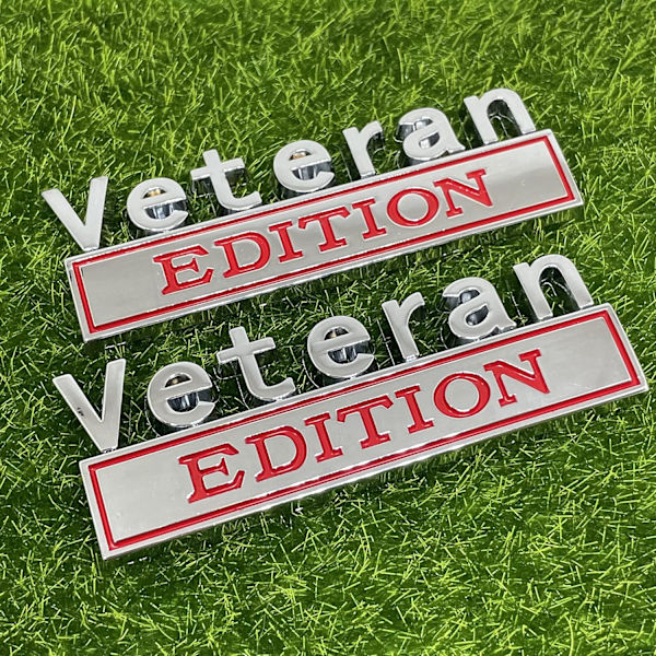 2Pack Veteran Edition Bil Dekal Emblem 3D Bokstäver Badge Exteriör Bil Lastbil Klistermärken, Roliga Bokstäver Dekaler Passar för Fordon, Lastbil, SUV, Dörr Dekoration