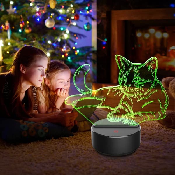 3D Natlampe Kæledyr Kat 3D Lampe Optisk Illusion Natlamper