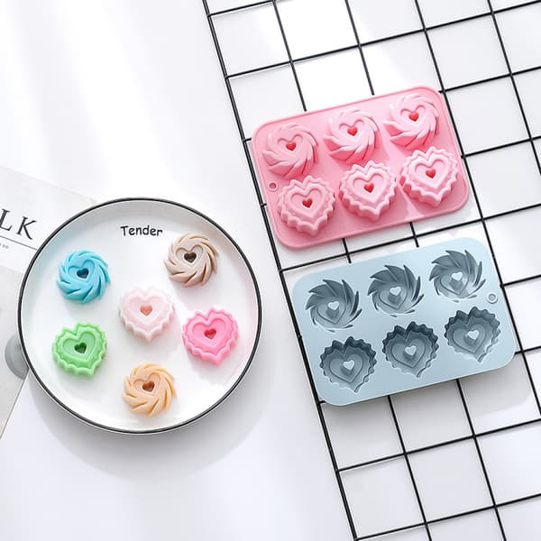 6-delt Kærlighedsspiral Kageform Donut Riskage Supplement