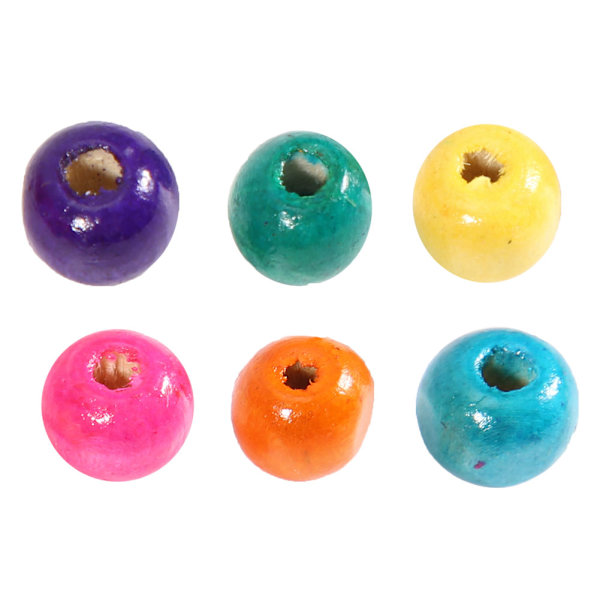 Färgglada runda träpärlor DIY hantverkspärlor smyckestillverkningsmaterial 12 mm
