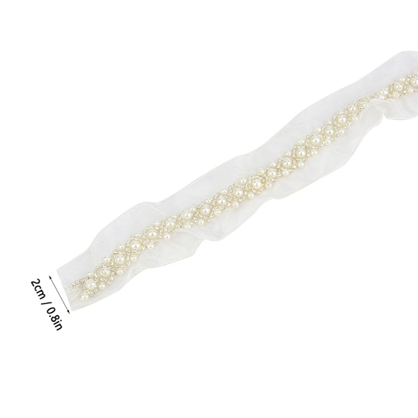 1 meter kunstig perle pyntet harpiks rhinestones brodert blonder bånd trim tape (#1)