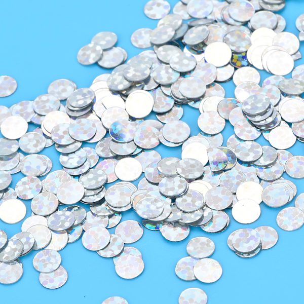 50G DIY PVC Inga hål cirkulära paljetter scen bröllop kläder tillbehör (laser silver 2mm)