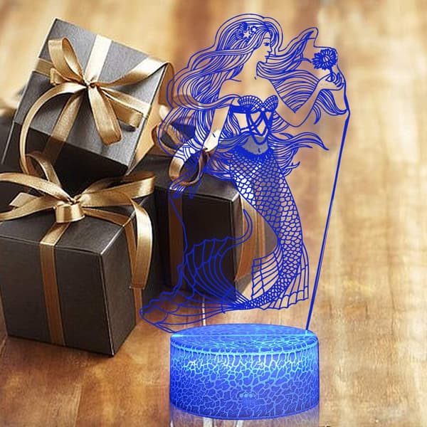 3D Illusion Havfrue Natlampe 16 Farveskift Touch W
