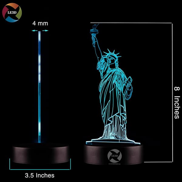 3D Optisk Illusjon Nattlys - 7 LED Fargeskiftende Lampe