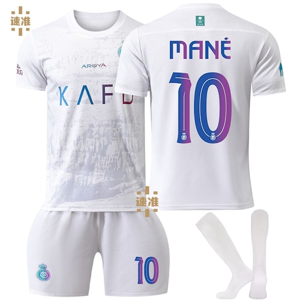 24/25 Fotballdrakt for barn Treningsdress Fotballdrakt for gutter, Al-Nassr NO.10 Fotballag Jersey Treningsdress Skjorte Shorts og Sokker 20