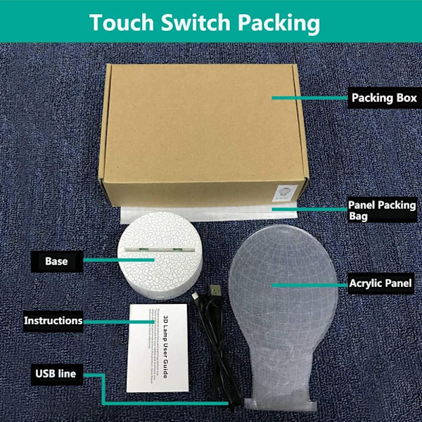 Natlampe Visuel Nyhed Berøringsknap 3D Led Bordlampe Nyhed USB Krone Fodbold Form Natlampe Børnebelysning Sovegaver