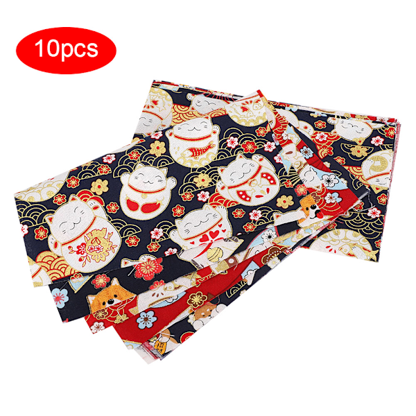 10 kpl Japanilaistyylinen puuvillakangas Kultapainatus Söpö kuvio Tyynyliina DIY-käsitöihin 25x20cm