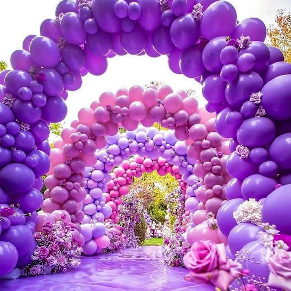 129 kpl violetteja ilmapalloja eri kokoja 18 12 10 5 tuumaa kaarikoristeisiin Ensiluokkaiset violetit lateksipallon naamiaisjuhlien koristeisiin syntymäpäivä vuosipäivä Purple