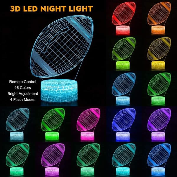 Fotball 3D Illusjon LED Nattbordslampe Dekor Nattlys