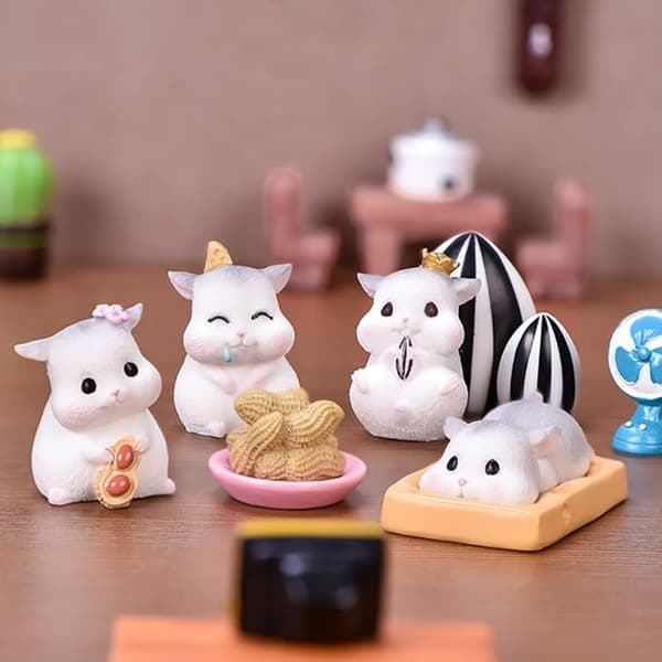 8-pakning Hamster Figur Dyreleke Kakepynt, Fe