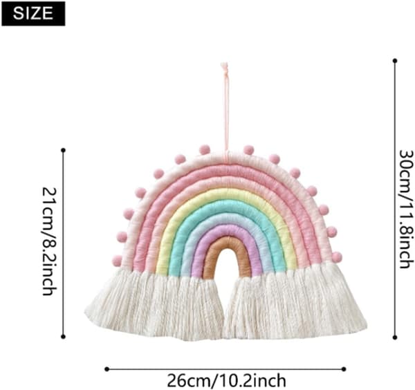 Stor regnbueveggdekorasjon med pom-pom-girlander, dekor til barnerom, jenterom, babyshower, barnehage Style-2