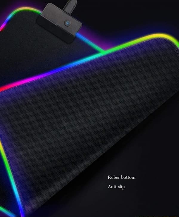 RGB Spill-Proof Gaming Mouse Pad, 14 Lighting Modes Illuminated LED Desk Mouse Mat, Power-Off Memory Function, Non-Slip Rubber Base and Water Resistant
