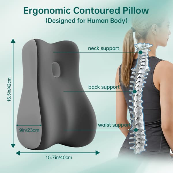 Multifunktionel Kilepude til Søvn og Læsning, Ergonomisk Hukommelsesskum Rygstøttepude, Intime Par Graviditetsposition Double Grey