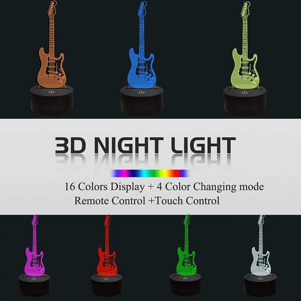 Guitar Gaver, Guitar 3D Natlys Illusionslampe til Børn