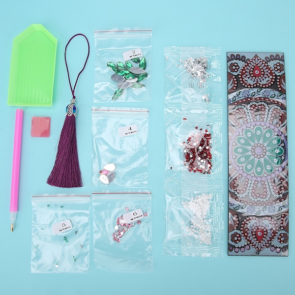 DIY Tassel Bokmärke Specialformad Diamantmålning Läder Sida Markering Broderi Hantverk Present