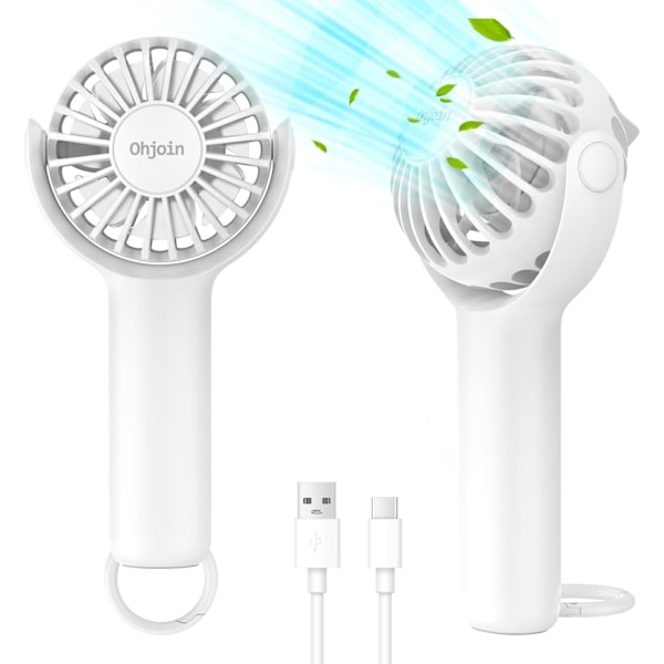 2 I 1 Mini Portabel Handhållen Fläkt med Nyckelringsstativ, Personlig Kraftfull Kylfläkt, Liten Batteridriven Bordsfläkt, Tyst Handfläkt