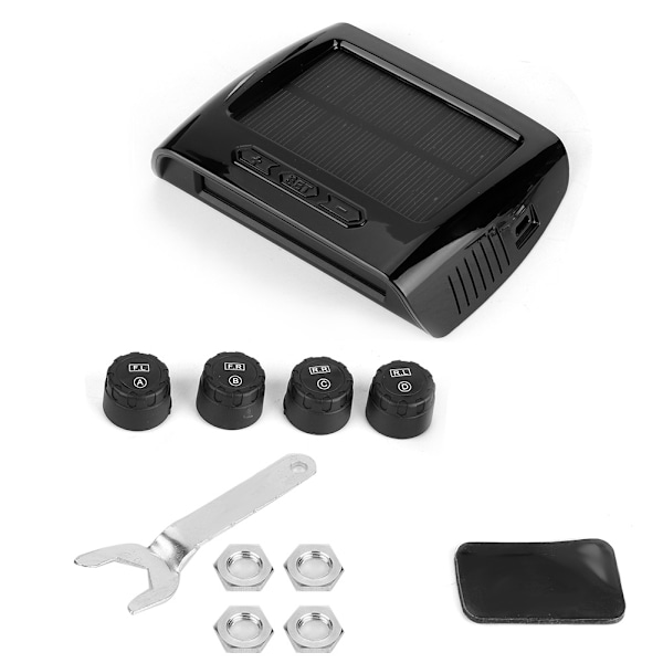 USB Laddningsbar Solcellsbil TPMS Trådlöst Däcktryck HD Digital Display Automatisk Alarmverktyg