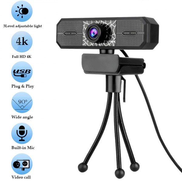 8 miljoner 4K-kamera 2K webbkamera dator USB kamera live w