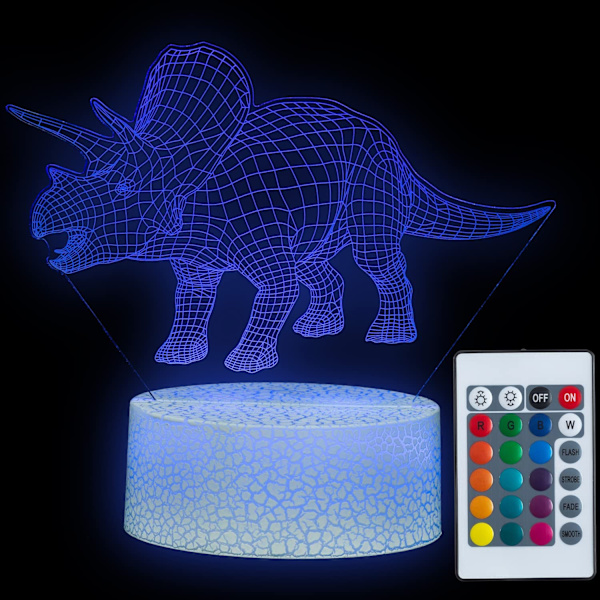 Dinosaurleker 3D Dinosaur Nattlys for Barn Triceratops I