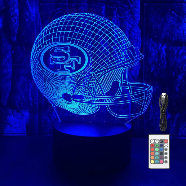 Fotbolls hjälm form 3D LED optisk illusion akryl natt