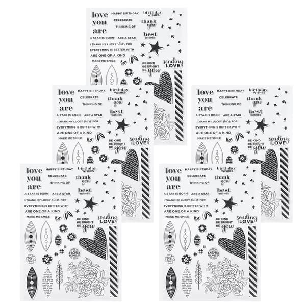 5 stk. gennemsigtige stempelgummi TPR DIY journal håndværk kunst multi mønster tilbehør