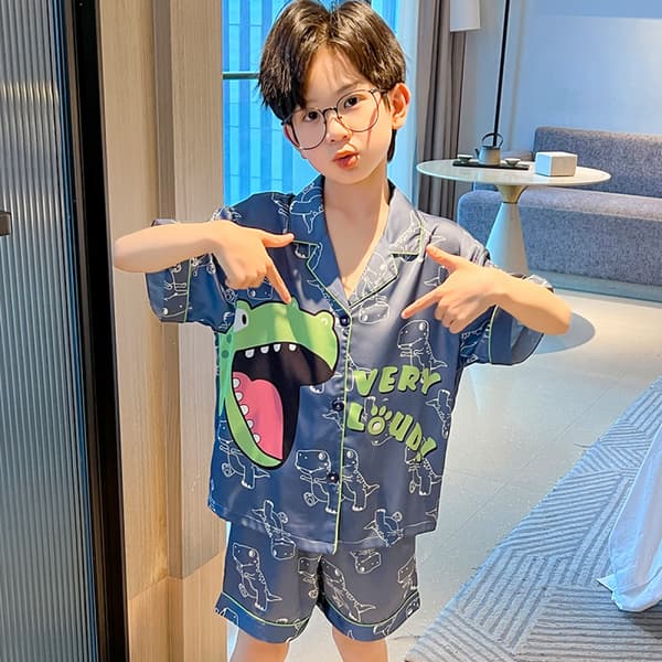 Pojkshorts i 100 % bomull, 2-delat pyjamasset, storlek L