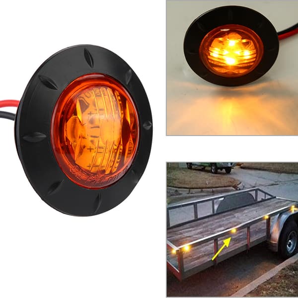 12V 4LED Mini Rund Sidemarker Forseglingslys Lampe Grommet Montering for Tilhenger Lastebil Bobil Hvit