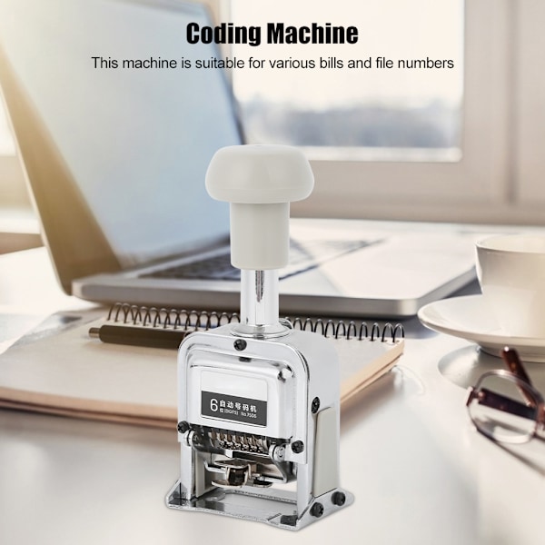 Automatisk numreringsmaskin 7506 6-siffrig nummerkodningssida Digital stämplingsmaskin