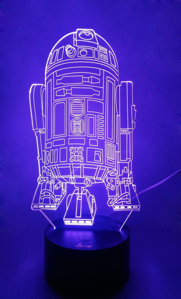 R2-D2 Robot 3D Natlampe LED Illusionslampe Sengelampe Skrivebord Ta