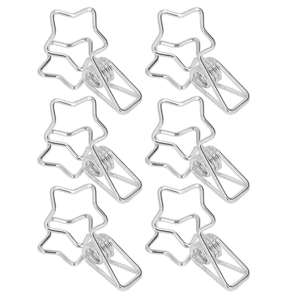 100 stjärnformade klämmor i ihålig tecknad stil, starka klämmor, robusta små pappersklämmor för dokument, kläder, papper, silver