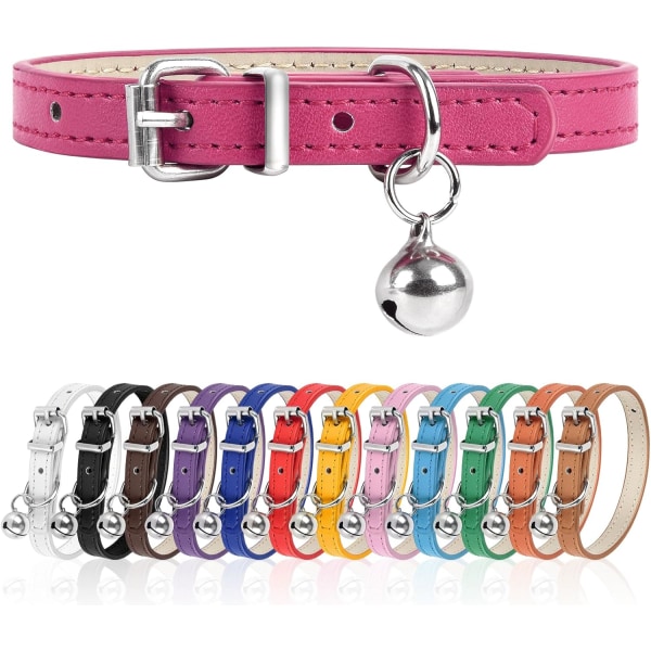 S Hundehalsbånd til Små Hunde Justerbar Hundehalsbånd Kattehalsbånd til Små Mellemstore Store Hunde 3/8 Tommer Bredde (HotPink, S) HotPink M