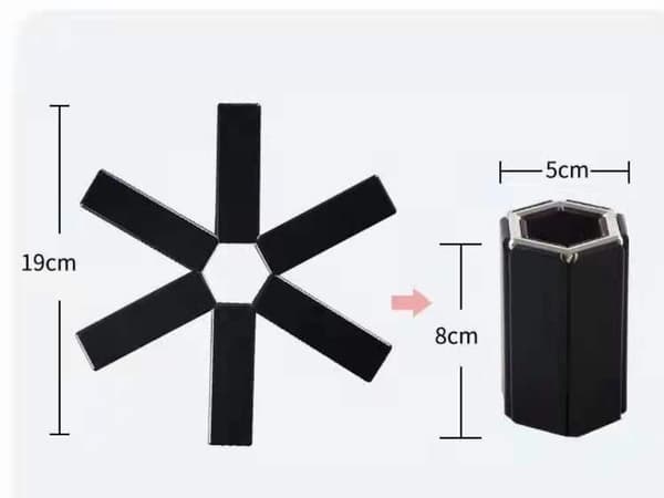 8 stk. gryteunderlag for varme gryter og panner, sammenleggbar design Expanda