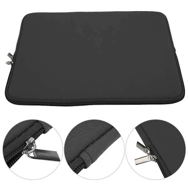 Solid Farve Laptop Sleeve Notebook Håndtaske Bære Etui Lynlås Strømforsyning TaskeSort 14 Tommer