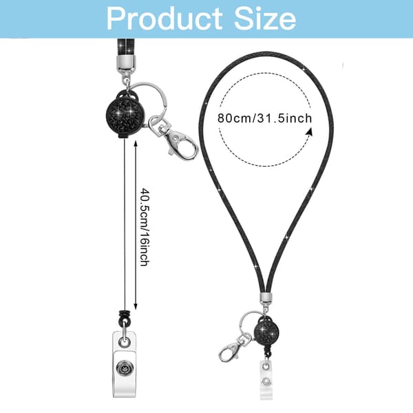 ID-kort lanyard med 32,9\" rem til ID-kort, sort, 1 pakke black