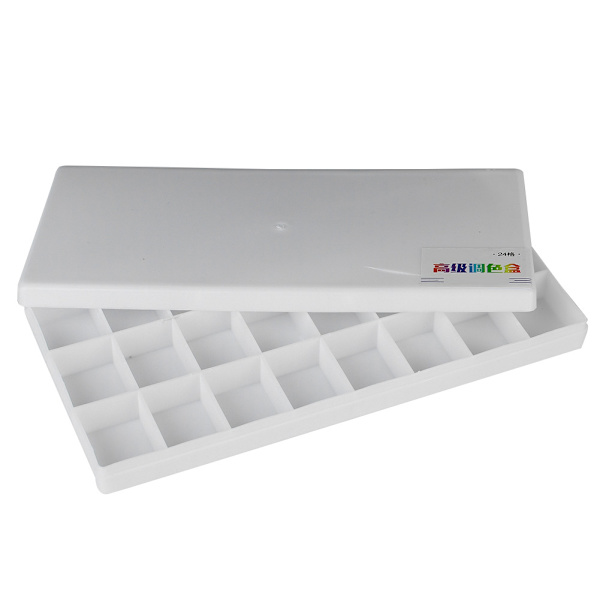 Firkant Pigment Maling Box Farveblanding Maling Palet til Akvarel Gouache Akryl (24 Gitre)