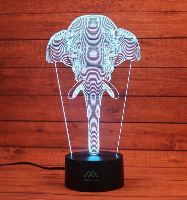 Elefantti 3D Yövalo 7 Väri LED Kosketus Pöytävalaisin E