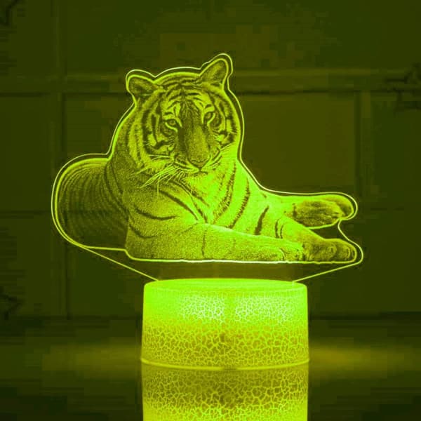 3D Løve Tiger Natlampe LED Touch Switch Dekor Bordlampe