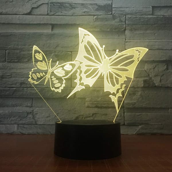 3D Sommerfugl Natlampe Bord Skrivebord Optisk Illusion Lamper 7