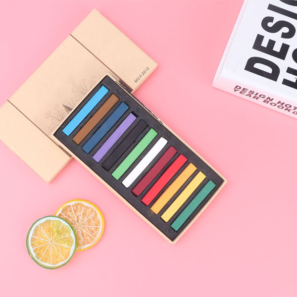Flerfarget firkantet kunstnertegning pastellskisseblyant 12 assorterte farger sett (12 farger)