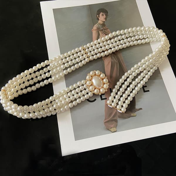 60-80cm [fire rader med perlespenner] perlebelte dame mote B
