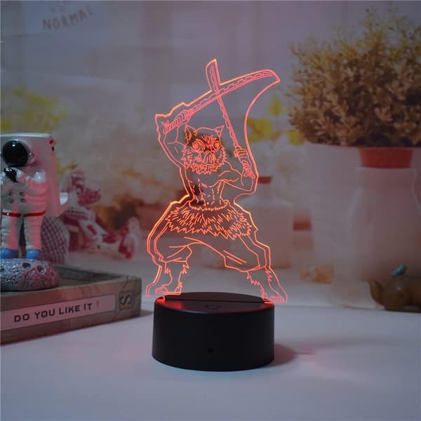 Anime Demon Slayer Hashibira Inosuke Nattlampe 3D-illusjon