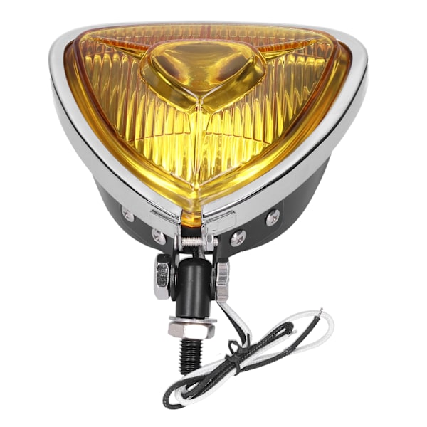 12V 55W Retro Motorcykelstrålkastare Triangulär Gul Lins Ljusstark Huvudlampa för Motorcykel ATV