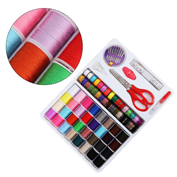64PCS Färgglad Handmaskin Sytråd Sats Kläder Snöre Spole Box FR-196