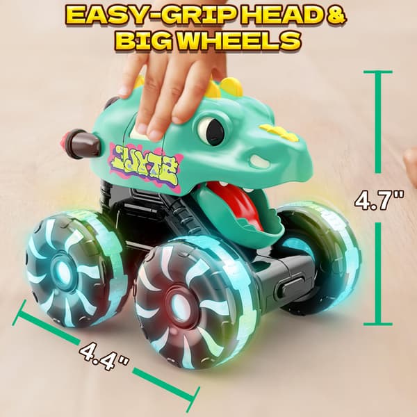 Intoypad Grøn Dino Monster Truck – LED Lysende Tryk-og-kør Legetøjsbil green