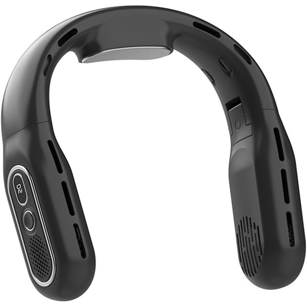 Foldbar Bærbar Halsventilator - Genopladelig Foldbar Håndfri Kølende Bladløs Personlig Ventilator, Batteridrevet med LCD-display, 3 hastigheder