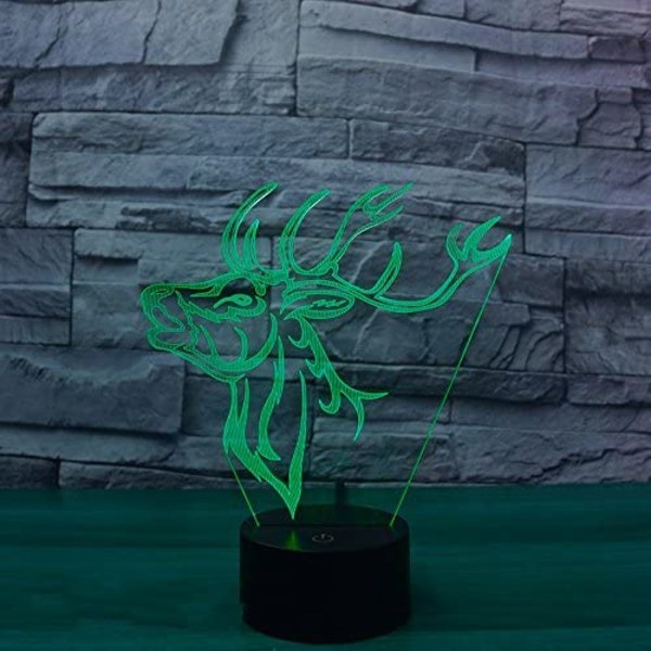 3D Hjort Nattljus Djur Bord Skrivbord Optisk Illusion Lampor
