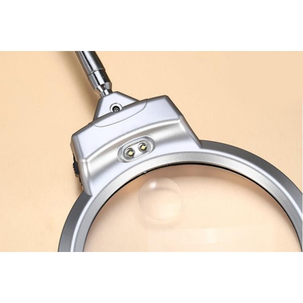 130mm 2X/5X Förstoringsglas LED-ljus Metall Slang Flexibel Skrivbord
