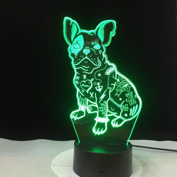3D Fransk Bulldog Natlampe LED Touch Switch Dekor Bordlampe D