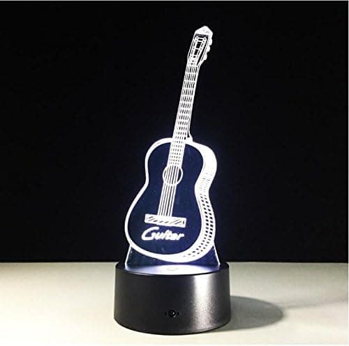 Guitar 3D Visuel Model Illusionslampe LED 7 Farveskift Nej