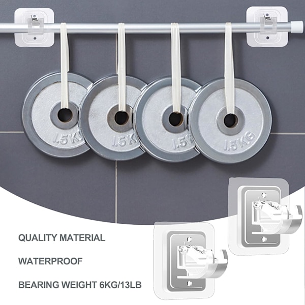 10-pakks gardinstangbrakett uten boring, selvklebende gardinstangbrakett uten spiker, justerbar gardinstangbrakett 10*Transparent